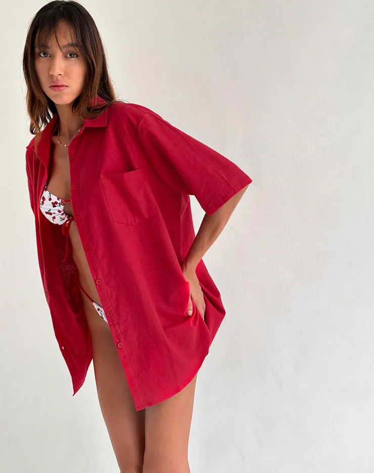 Women Motel Rocks Shirts And Blouses | Smith Oversized Shirt in Adrenaline Red