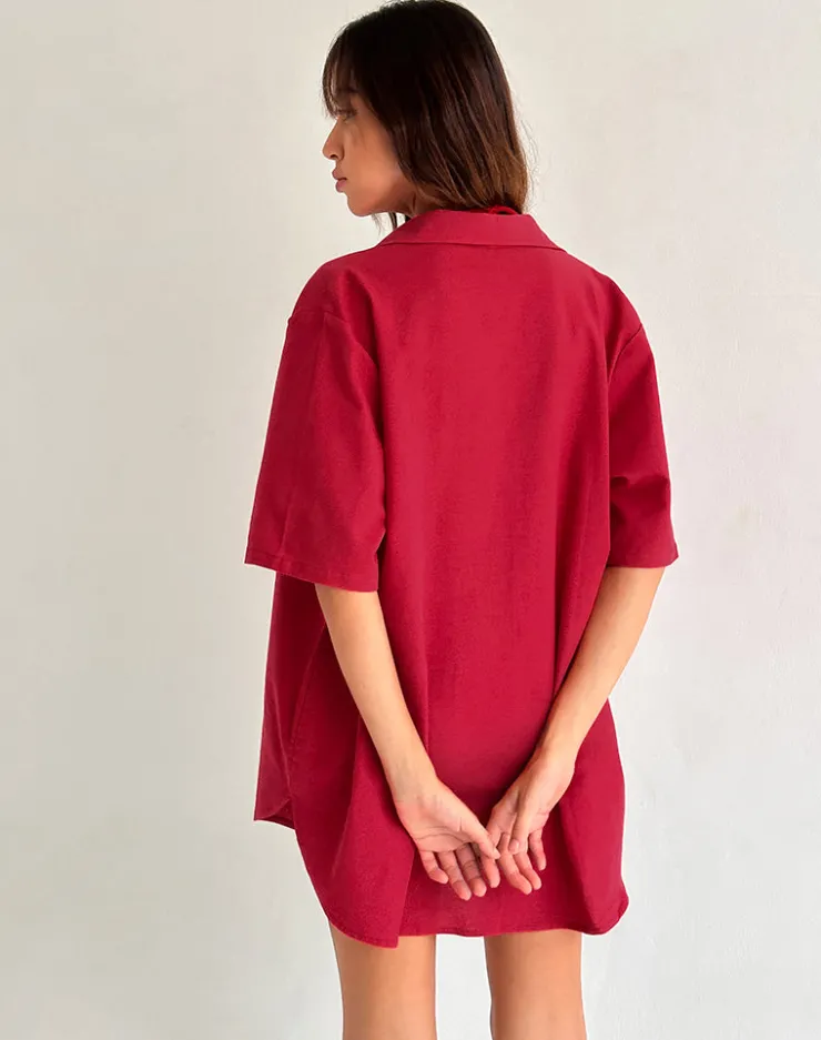 Women Motel Rocks Shirts And Blouses | Smith Oversized Shirt in Adrenaline Red