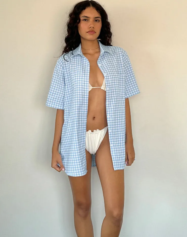 Women Motel Rocks Swimwear | Shirts And Blouses | Smith Oversized Shirt in Blue Gingham