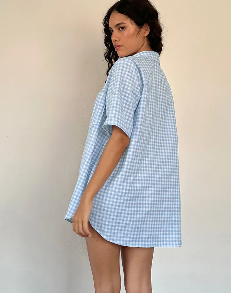 Women Motel Rocks Swimwear | Shirts And Blouses | Smith Oversized Shirt in Blue Gingham