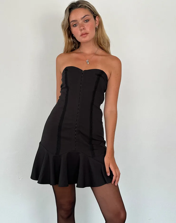 Women Motel Rocks Tailoring | Bandeau Dresses | Snana Mini Dress in Tailoring Black