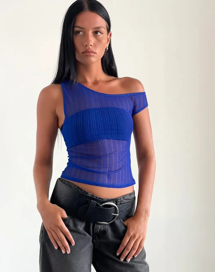 Women Motel Rocks Printed Tops | Sohan Top in Sheer Texture Blue