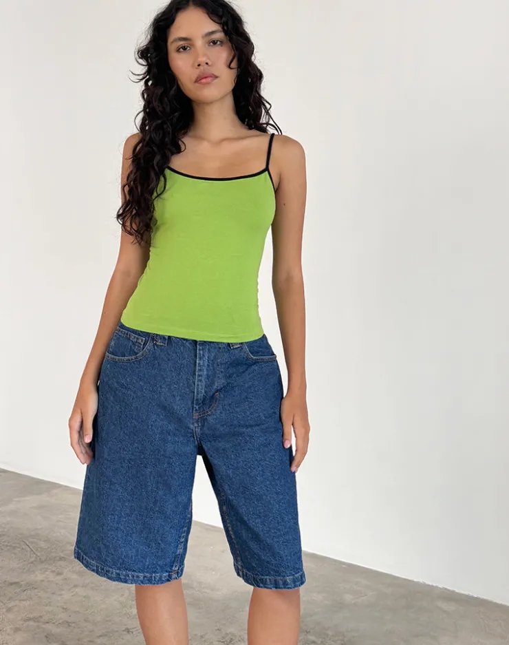 Women Motel Rocks Basics | Basic Tops | Solani Top in Wasabi with Black Binding