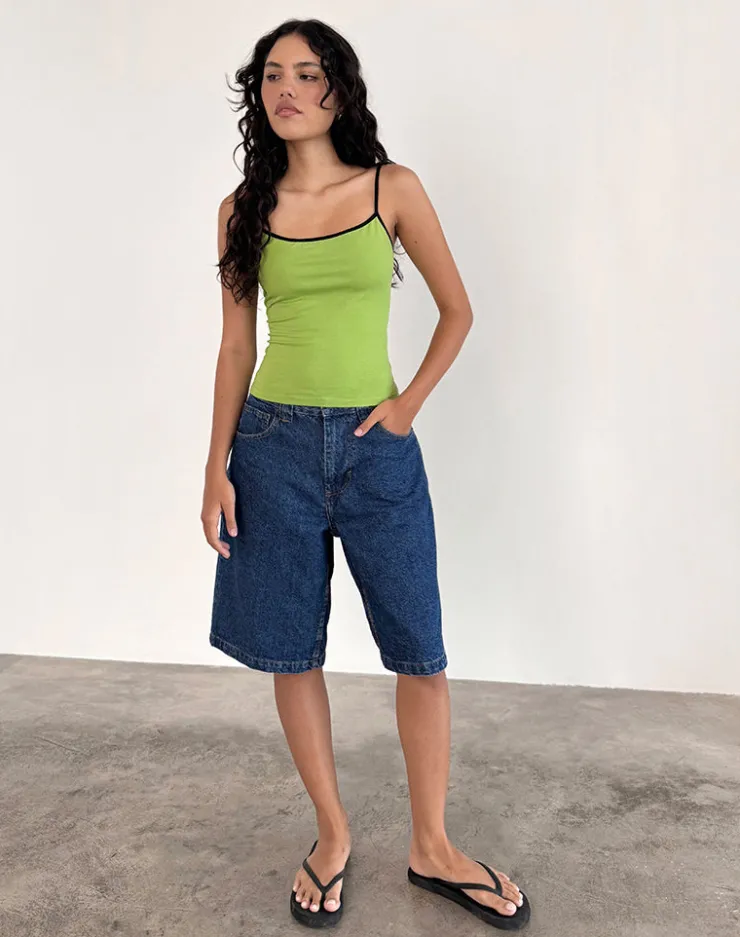 Women Motel Rocks Basics | Basic Tops | Solani Top in Wasabi with Black Binding