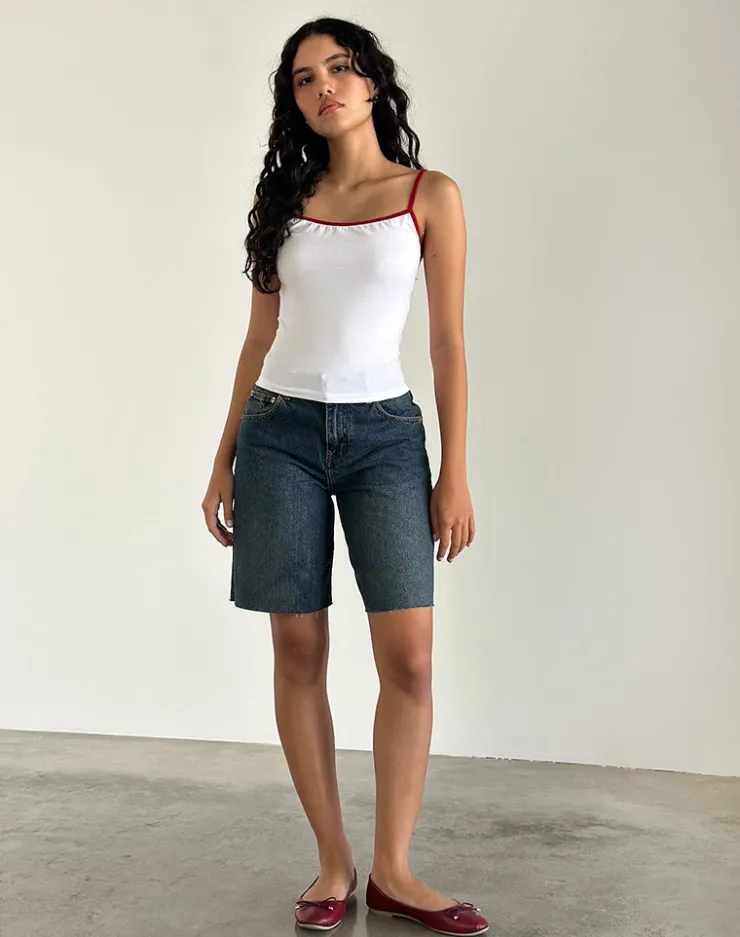 Women Motel Rocks Basic Tops | Vest Tops | Solani Top in White with Adrenaline Red Binding