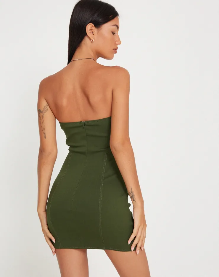 Women Motel Rocks Bodycon Dresses | Party Dresses | Sumner Bodycon Mini Dress in Tailoring Chive