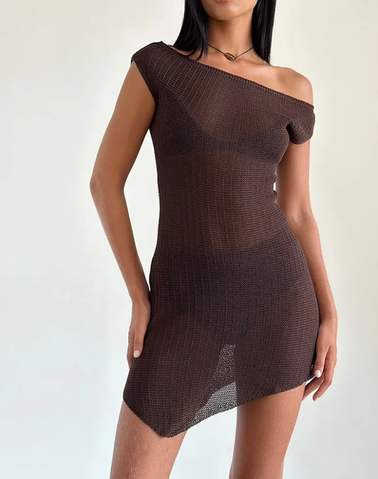 Women Motel Rocks Day Dresses | Bodycon Dresses | Susannah Dress in Wide Rib Knit Brown