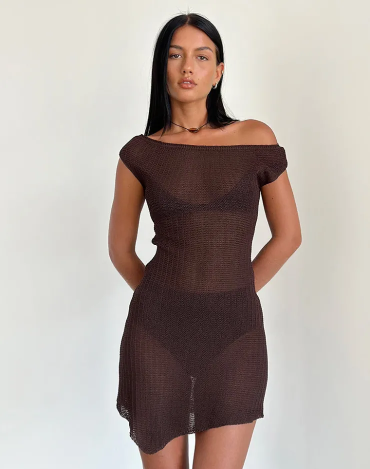 Women Motel Rocks Day Dresses | Bodycon Dresses | Susannah Dress in Wide Rib Knit Brown