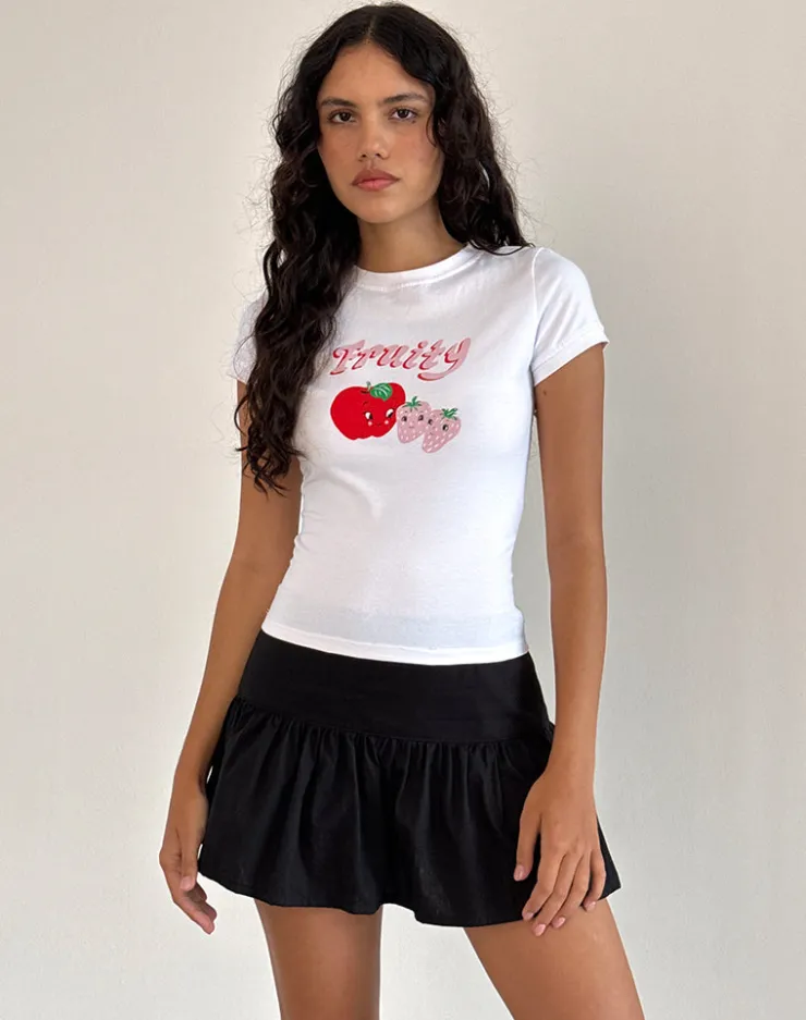 Women Motel Rocks Basic Tops | Printed Tops | Sutin Tee in White Fruity