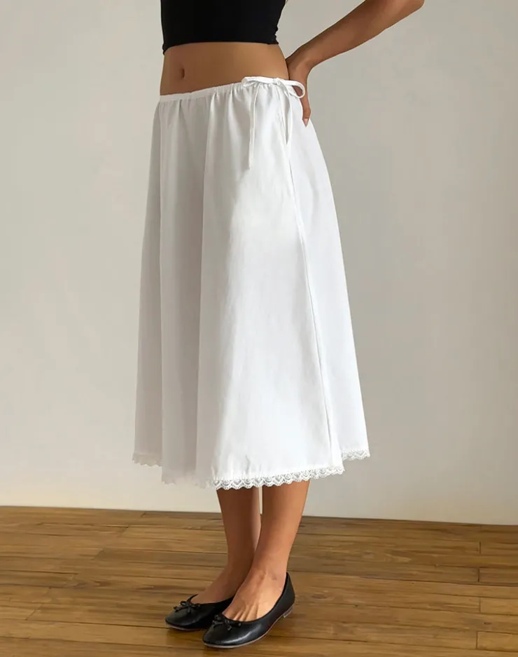 Women Motel Rocks A Line Skirts | Midi Skirts | Taka Midi Skirt in Poplin White