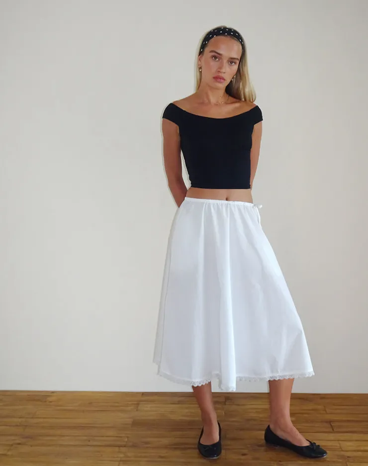 Women Motel Rocks A Line Skirts | Midi Skirts | Taka Midi Skirt in Poplin White