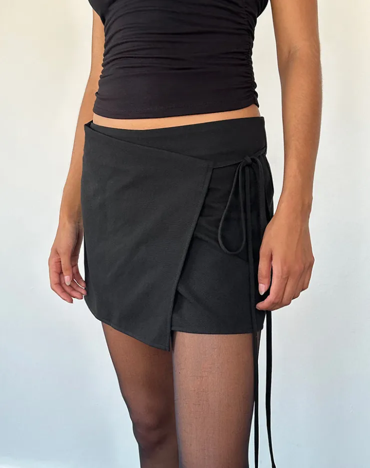 Women Motel Rocks Basics | A Line Skirts | Tanix Wrap Skirt in Tailoring Black