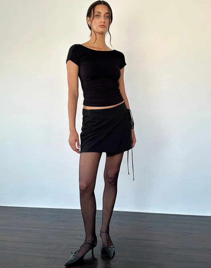 Women Motel Rocks Basics | A Line Skirts | Tanix Wrap Skirt in Tailoring Black