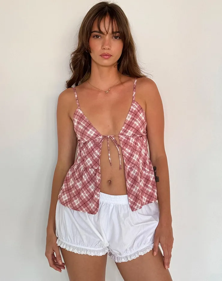 Women Motel Rocks Strappy Tops | Tezza Top in Pink Tartan