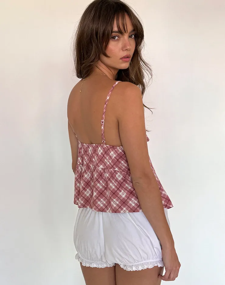 Women Motel Rocks Strappy Tops | Tezza Top in Pink Tartan