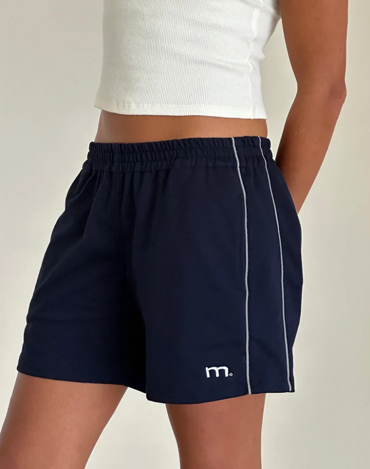 Women Motel Rocks LOUNGEWEAR | Thera Short in Navy with White Piping with M Emb