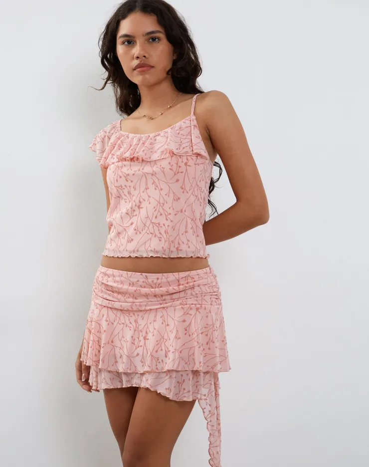 Women Motel Rocks Mini Skirts | Theri Mini Skirt in Shadow Floral Pink