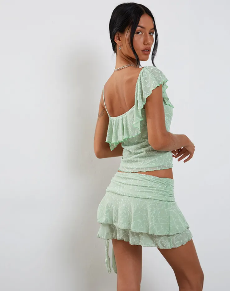 Women Motel Rocks Mini Skirts | Theri Skirt in Shadow Floral Sage