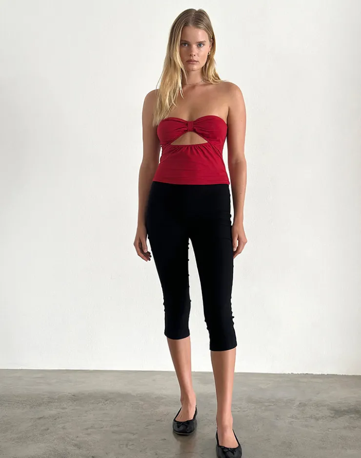 Women Motel Rocks Basic Tops | Bandeau Tops | Tifose Twist Front Top in Adrenaline Red