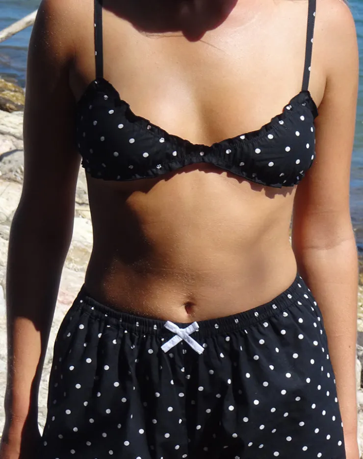 Women Motel Rocks Co-ords | Printed Tops | Tiga Bralette in Polka Black