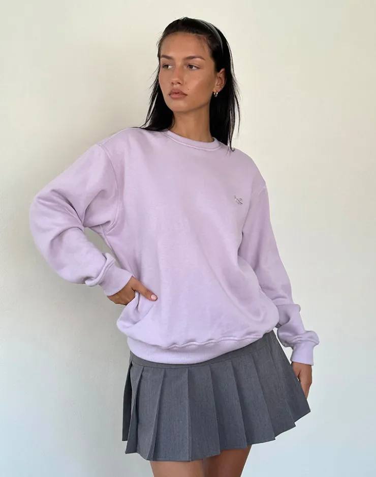 Women Motel Rocks Hoodies & Sweatshirts | Tillie Jumper in Violet with Grey Bow Embroidery