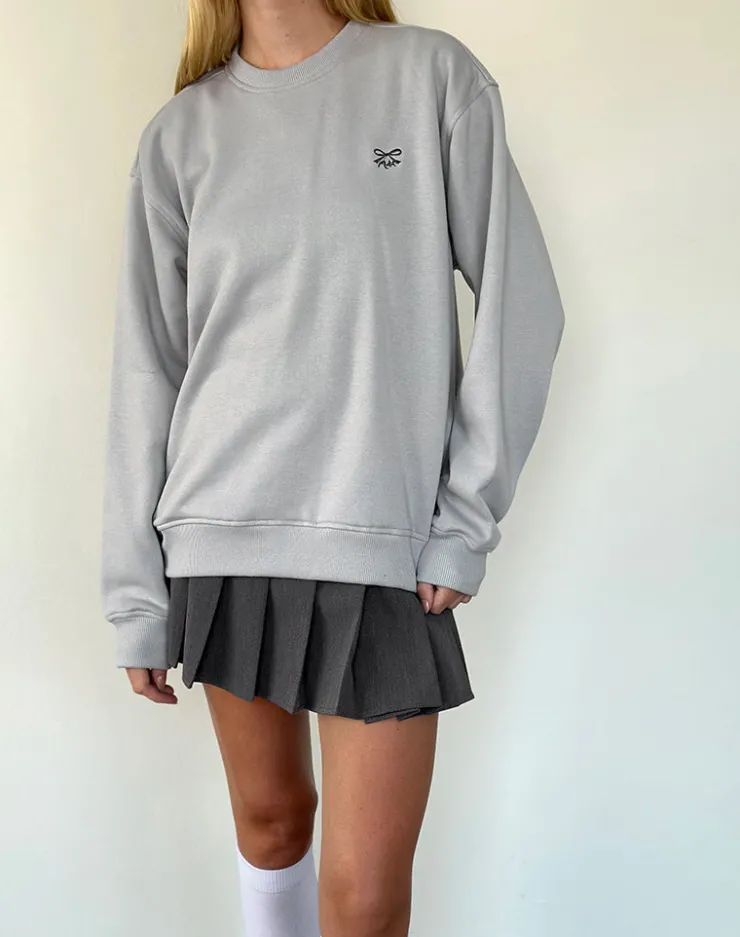 Women Motel Rocks Hoodies & Sweatshirts | Jumpers | Tillie Sweatshirt in Lunar Rock with Ocean Storm Bow Embroidery