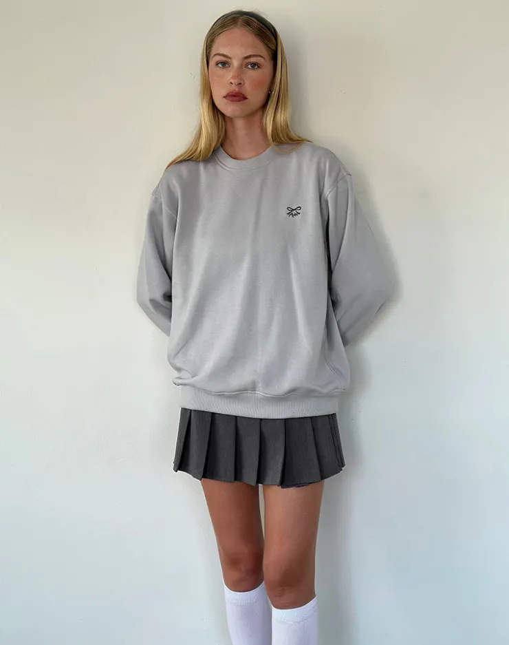 Women Motel Rocks Hoodies & Sweatshirts | Jumpers | Tillie Sweatshirt in Lunar Rock with Ocean Storm Bow Embroidery