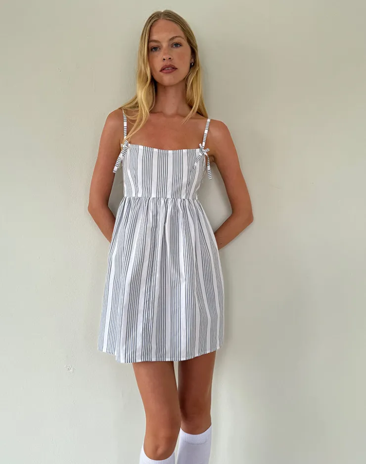 Women Motel Rocks Day Dresses | Mini Dresses | Tisyani Mini Dress in Vertical Grey Stripe