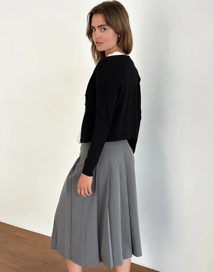 Women Motel Rocks Tailoring | Pleated Skirts | Trisma Pleated Midi Skirt in Charcoal Grey