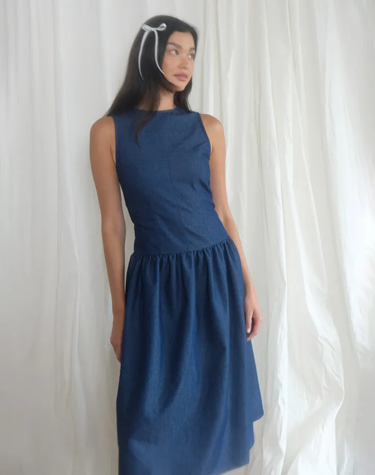 Women Motel Rocks Day Dresses | Uretta Maxi Dress in Denim Indigo