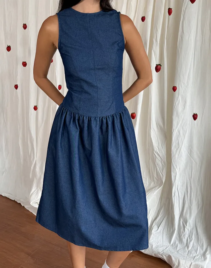 Women Motel Rocks Day Dresses | Uretta Maxi Dress in Denim Indigo