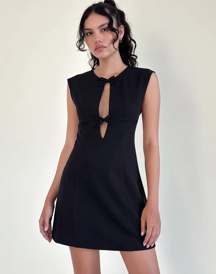 Women Motel Rocks Tailoring | Little Black Dresses | Vadanni Bow Front Mini Dress in Black