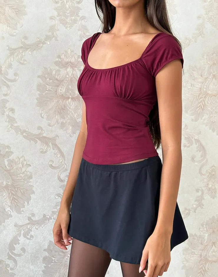 Women Motel Rocks Basic Tops | Vardah Top in Burgundy Jersey