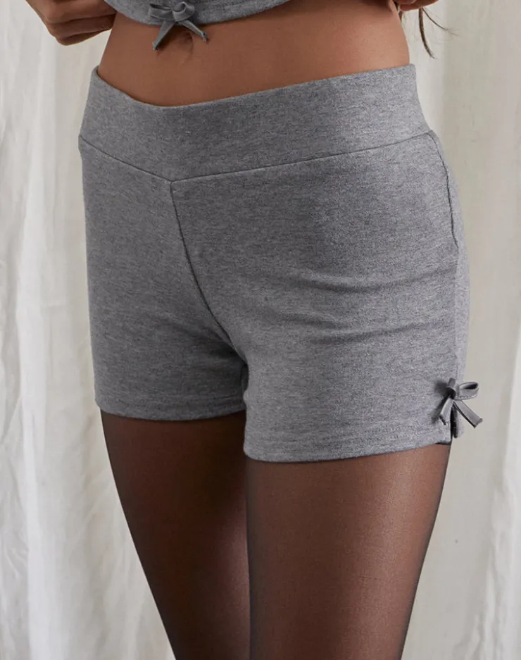 Women Motel Rocks Micro Shorts | Co-ords | Verna Bow Micro Short in Light Grey Knit