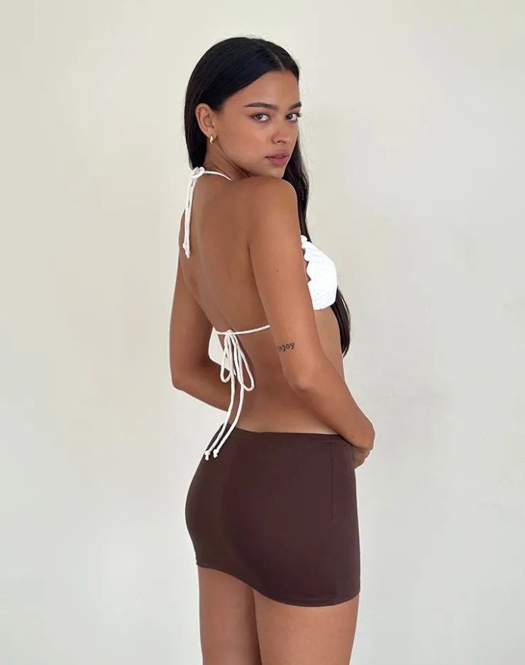 Women Motel Rocks Swimwear | Vidia V Front Mini Skirt in Bitter Chocolate