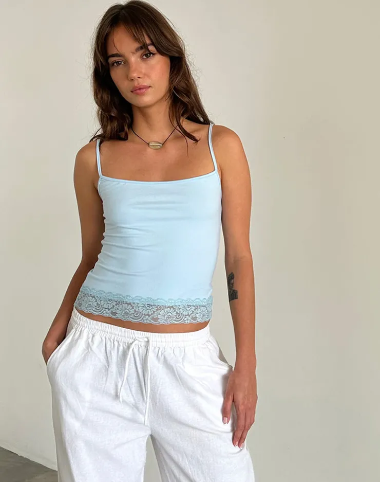 Women Motel Rocks Co-ords | Strappy Tops | Vikha Vest Top in Soft Slinky Blue