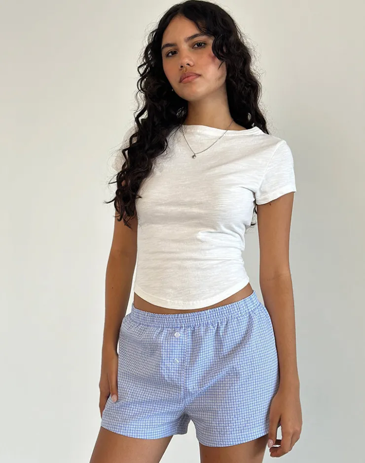 Women Motel Rocks LOUNGEWEAR | Voir Short in Poplin Gingham Blue and White