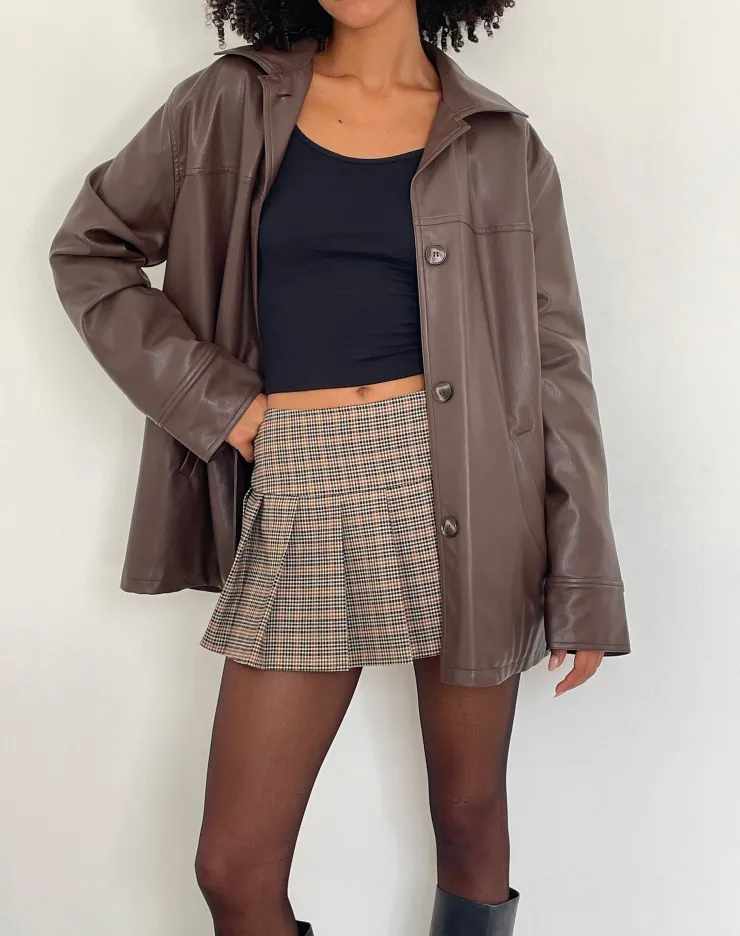 Women Motel Rocks Pu Jackets | Walta Jacket in PU Truffle Brown