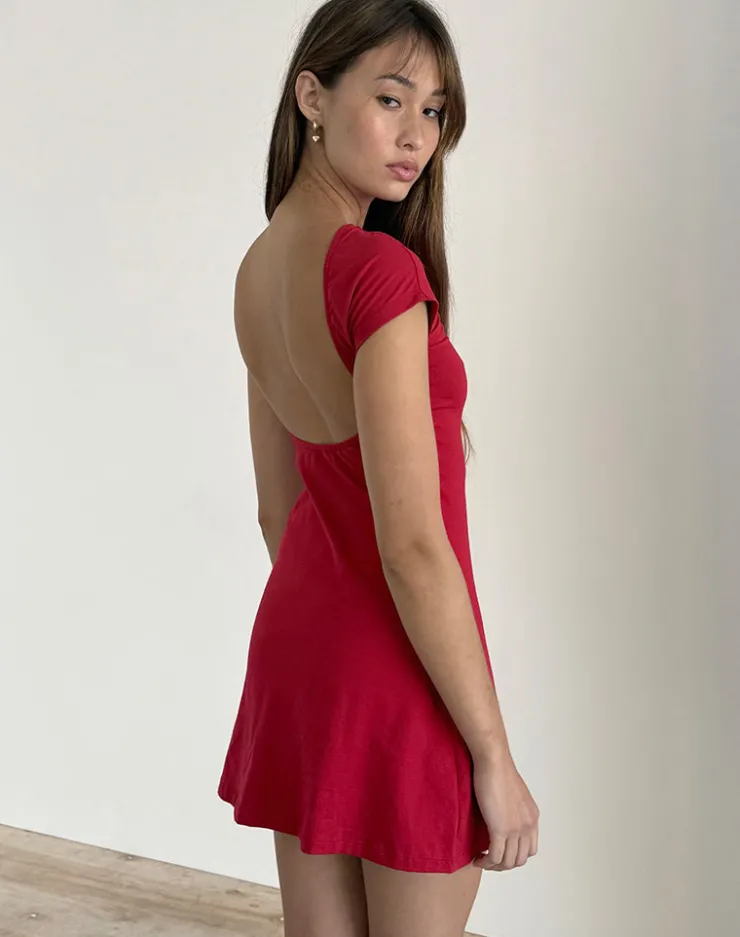 Women Motel Rocks Basics | Day Dresses | Wangi Backless Mini Dress in Adrenaline Red