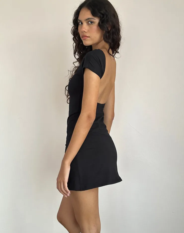 Women Motel Rocks Basics | Little Black Dresses | Wangi Backless Mini Dress in Lycra Black