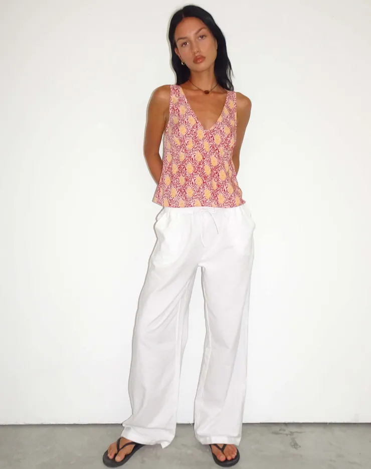 Women Motel Rocks Basics | Wide Leg Pants | Wasic Linen Trouser in