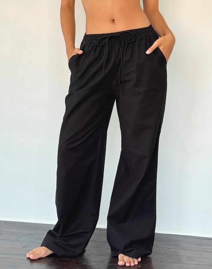 Women Motel Rocks Low Rise Pants | Wasic Wide Leg Linen Trouser in