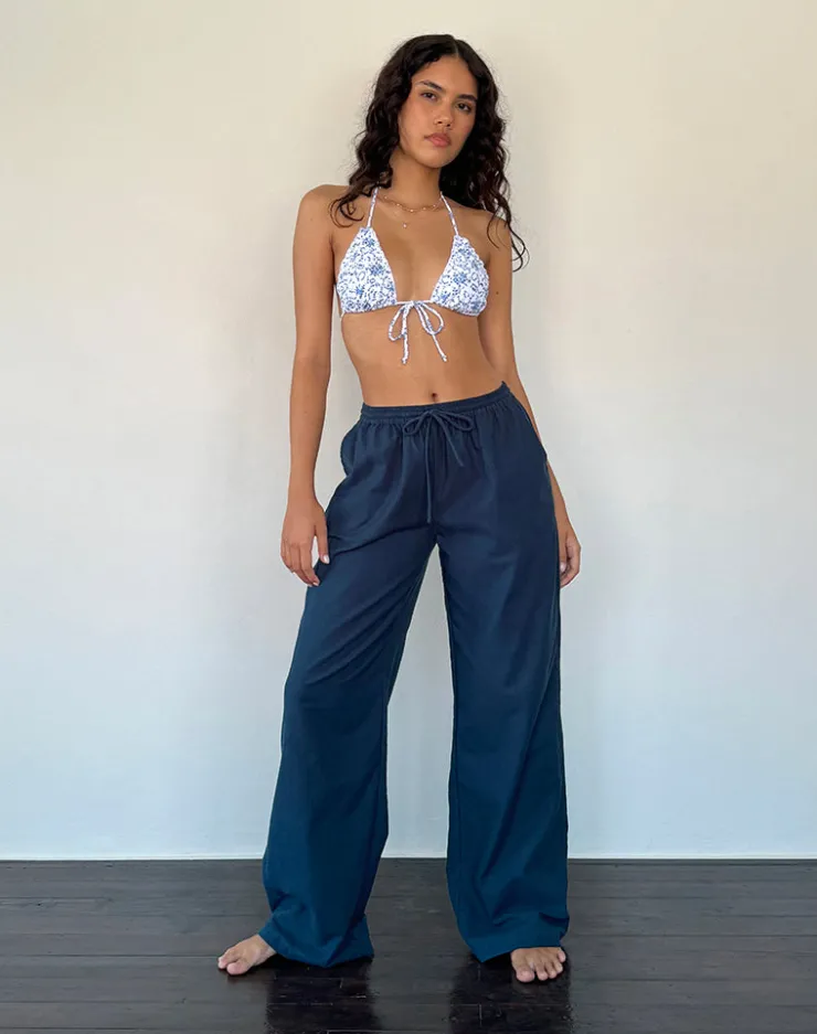 Women Motel Rocks Basics | Low Rise Pants | Wasic Wide Leg Linen Trouser in