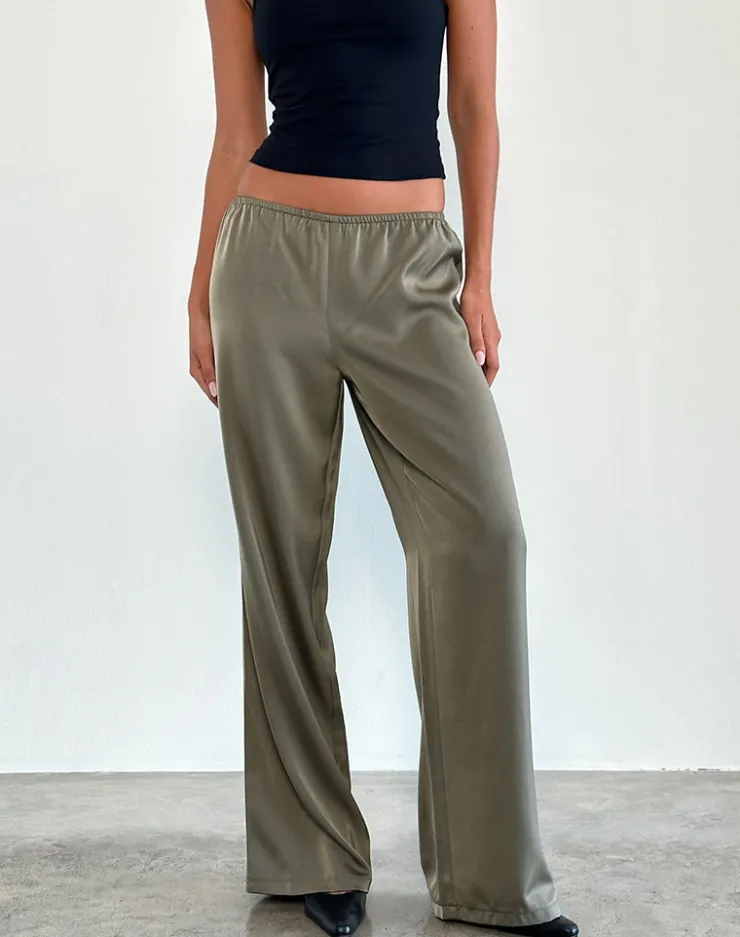 Women Motel Rocks Wide Leg Pants | Low Rise Pants | Waski Trouser in Satin Sage