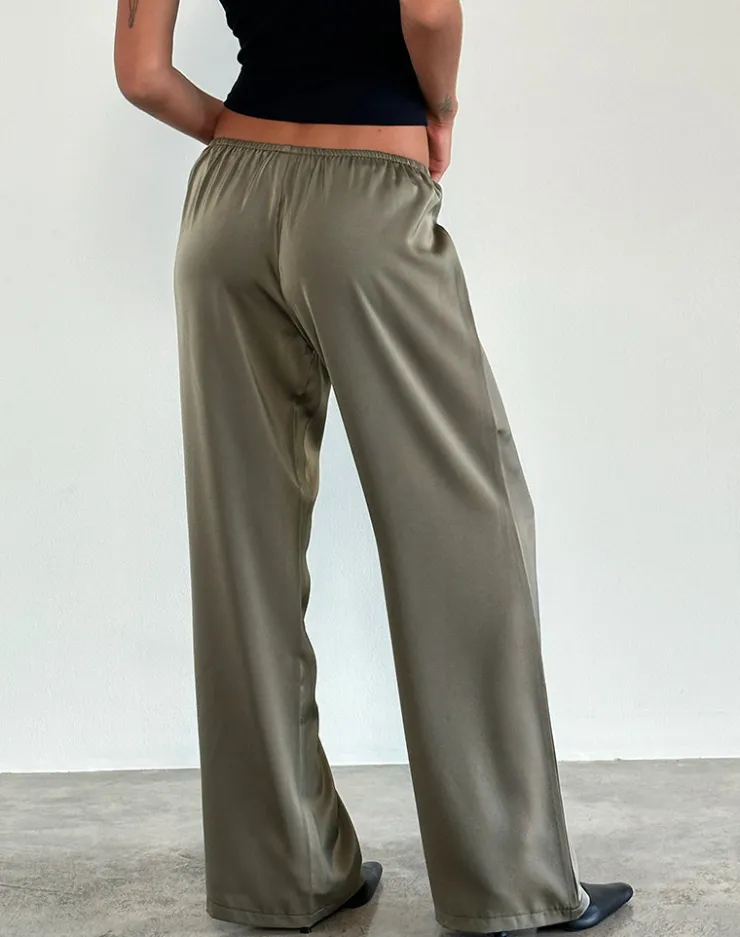 Women Motel Rocks Wide Leg Pants | Low Rise Pants | Waski Trouser in Satin Sage