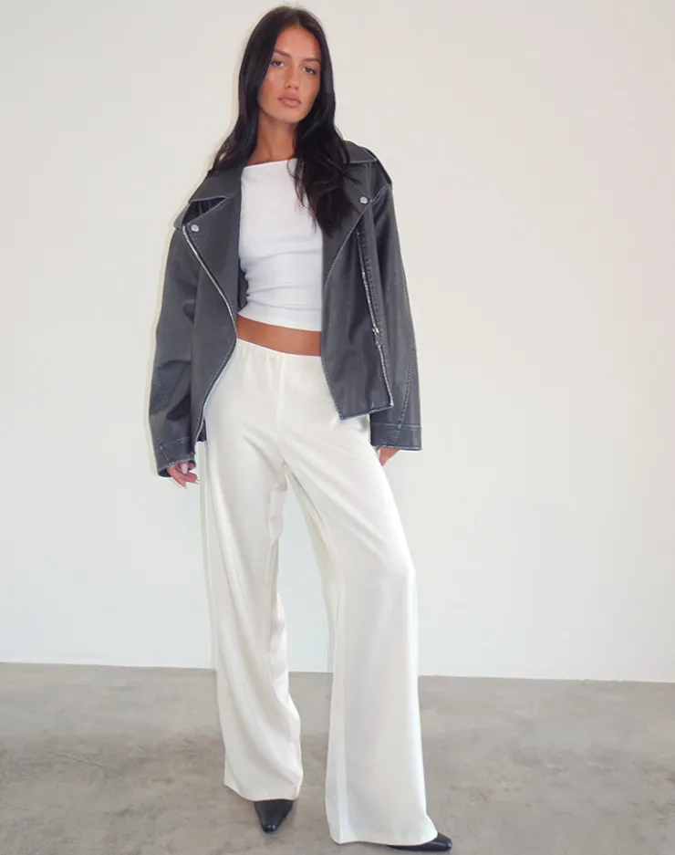 Women Motel Rocks Wide Leg Pants | Waski Wide Leg Trouser in Satin Ivory