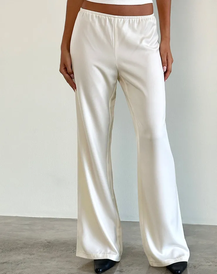 Women Motel Rocks Wide Leg Pants | Waski Wide Leg Trouser in Satin Ivory