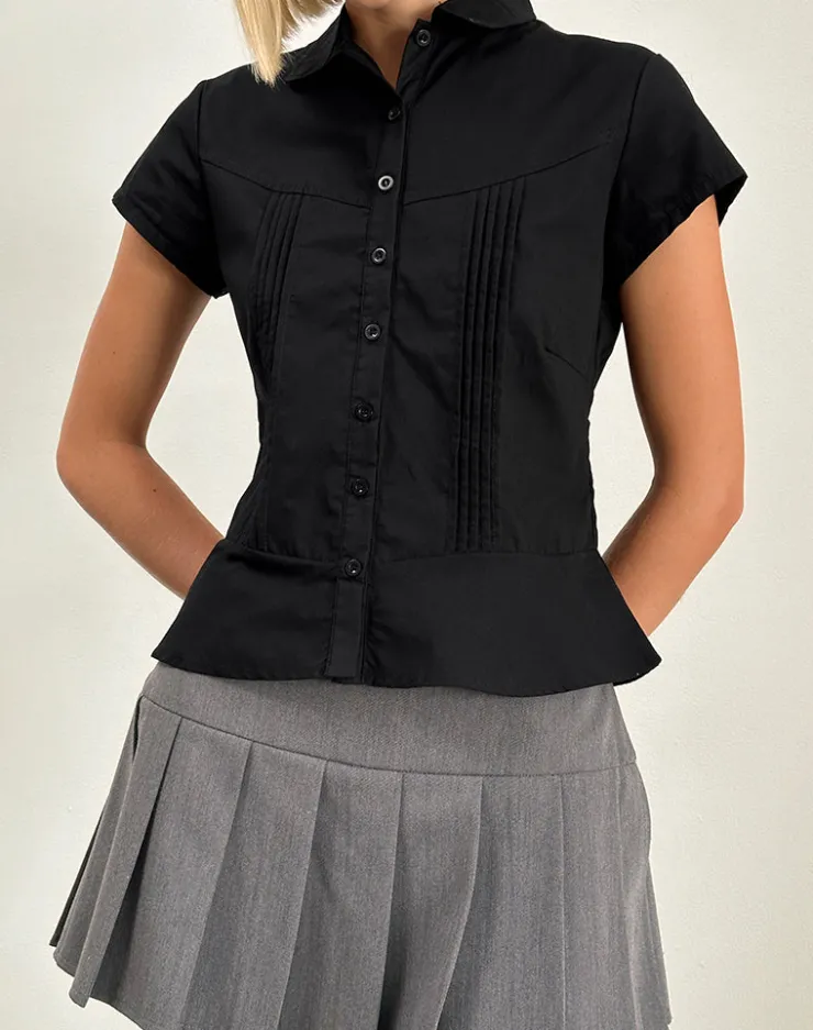 Women Motel Rocks Shirts And Blouses | Wilmot Blouse in Black Poplin