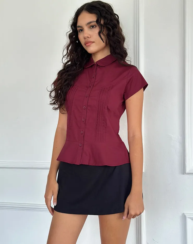 Women Motel Rocks Shirts And Blouses | Wilmot Blouse in Burgundy Poplin