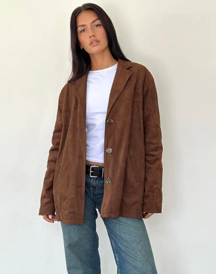 Women Motel Rocks Jackets | Wita Jacket in Suede Brown